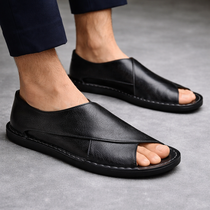 Artisan Crossover Leather Slide Sandal