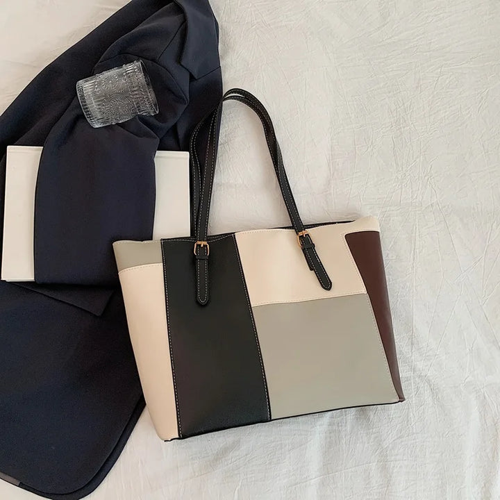 Colorblock Patchwork Tote