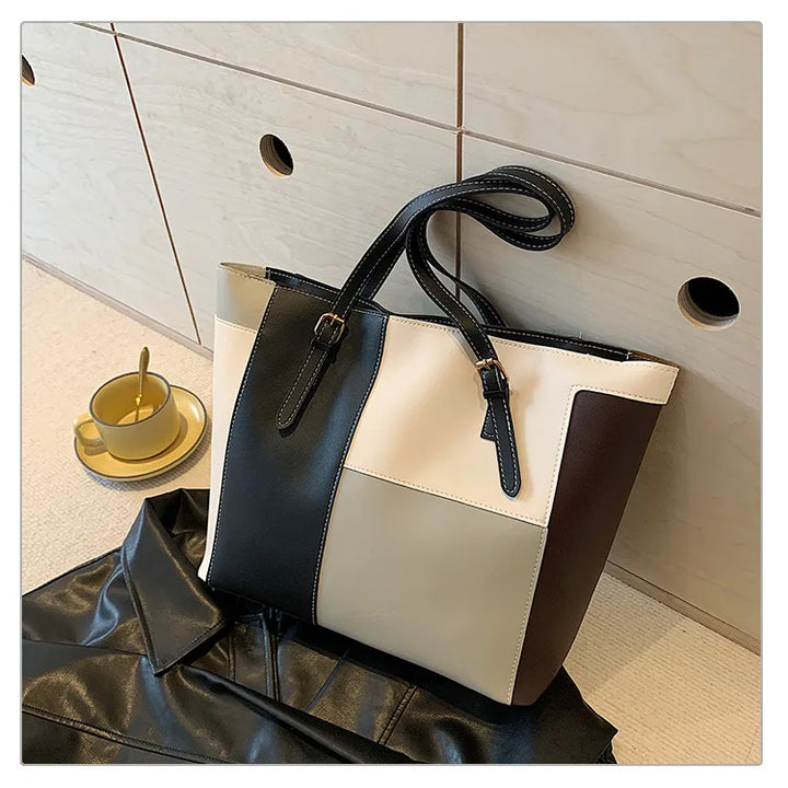 Colorblock Patchwork Tote