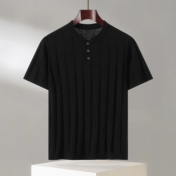Lightweight Knit Short Sleeve Henley