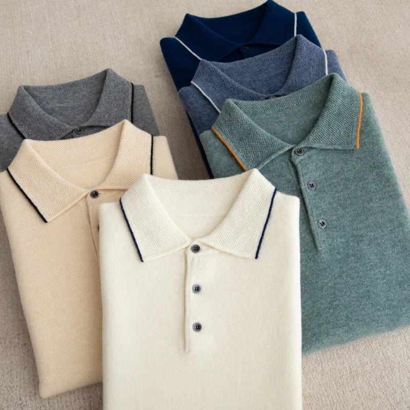 Merino Wool Short Sleeve Knit Polo