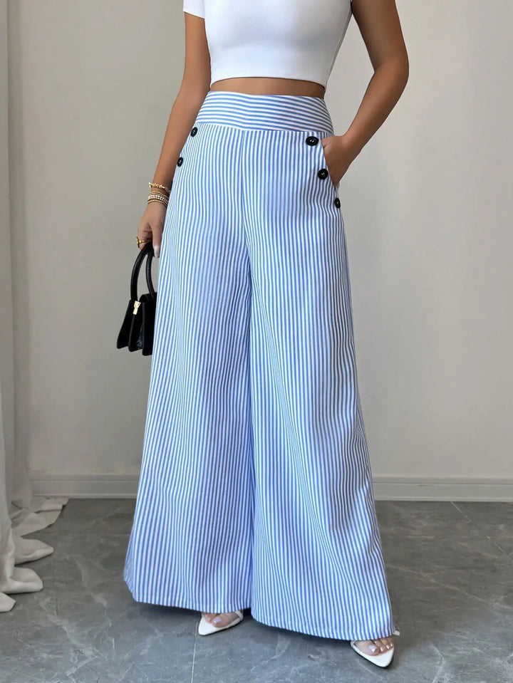Harbor Stripe Wide-Leg Trouser