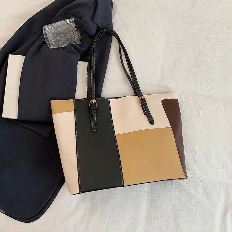 Colorblock Patchwork Tote
