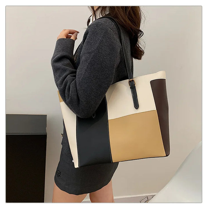 Colorblock Patchwork Tote