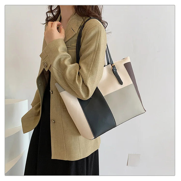 Colorblock Patchwork Tote