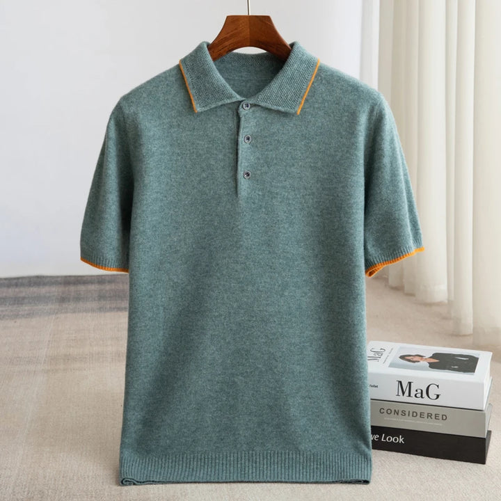Merino Wool Short Sleeve Knit Polo