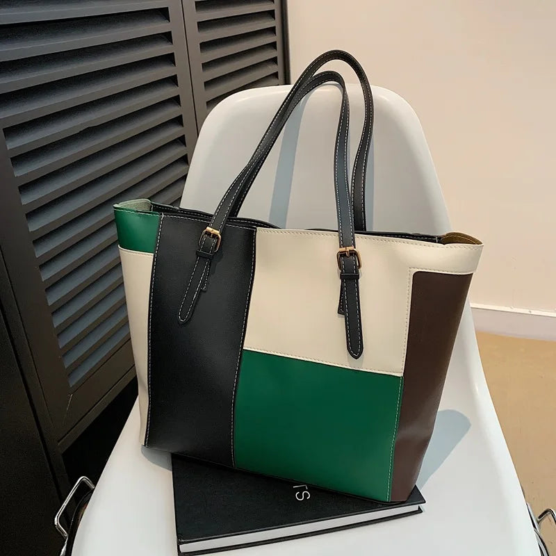 Colorblock Patchwork Tote