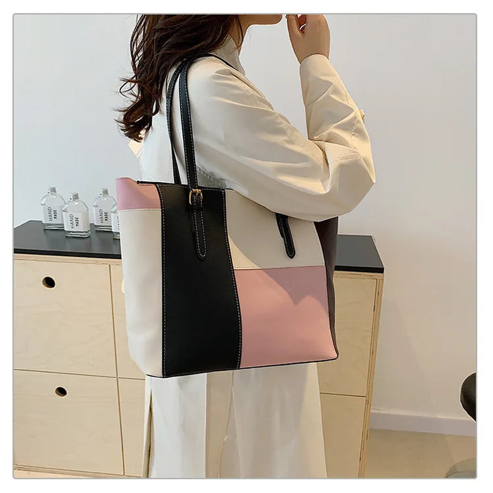 Colorblock Patchwork Tote
