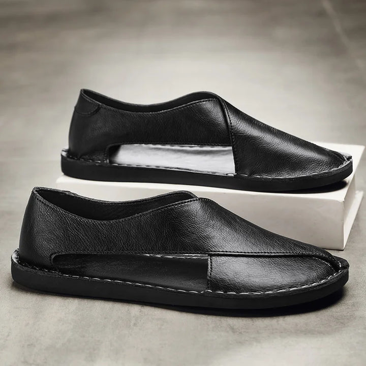 Artisan Crossover Leather Slide Sandal