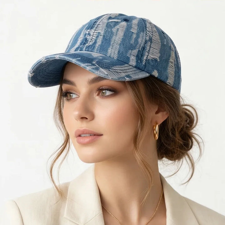 Shredded Denim Cap