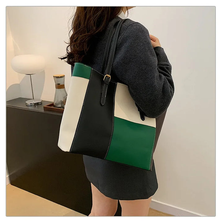 Colorblock Patchwork Tote