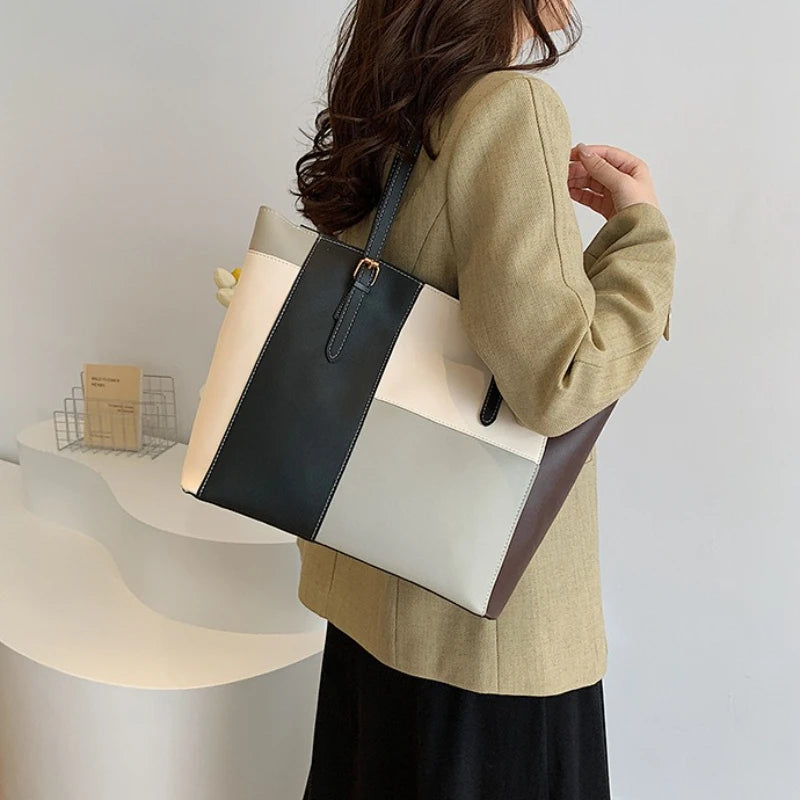 Colorblock Patchwork Tote