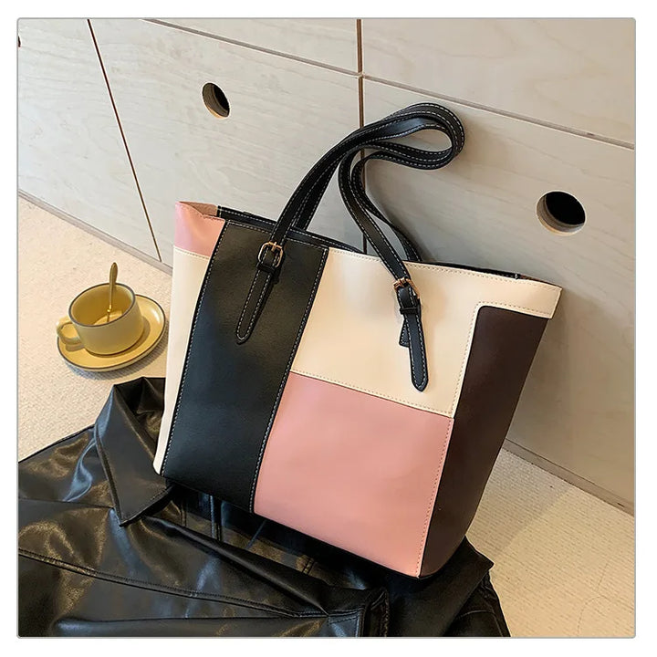 Colorblock Patchwork Tote
