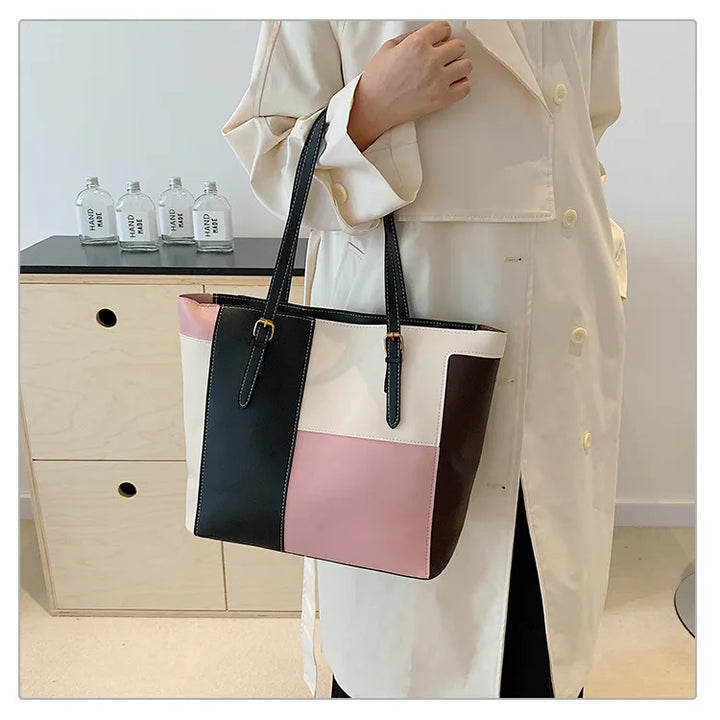 Colorblock Patchwork Tote