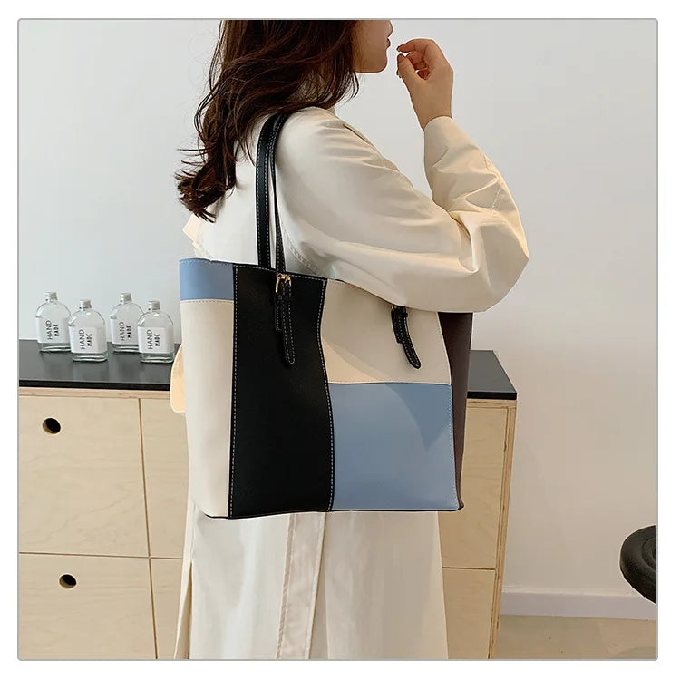 Colorblock Patchwork Tote