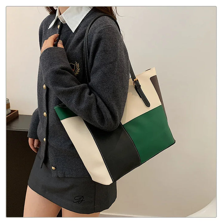 Colorblock Patchwork Tote