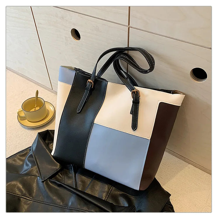 Colorblock Patchwork Tote