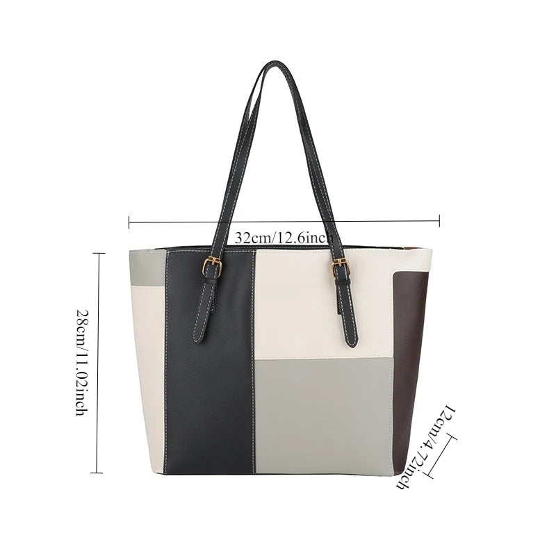 Colorblock Patchwork Tote