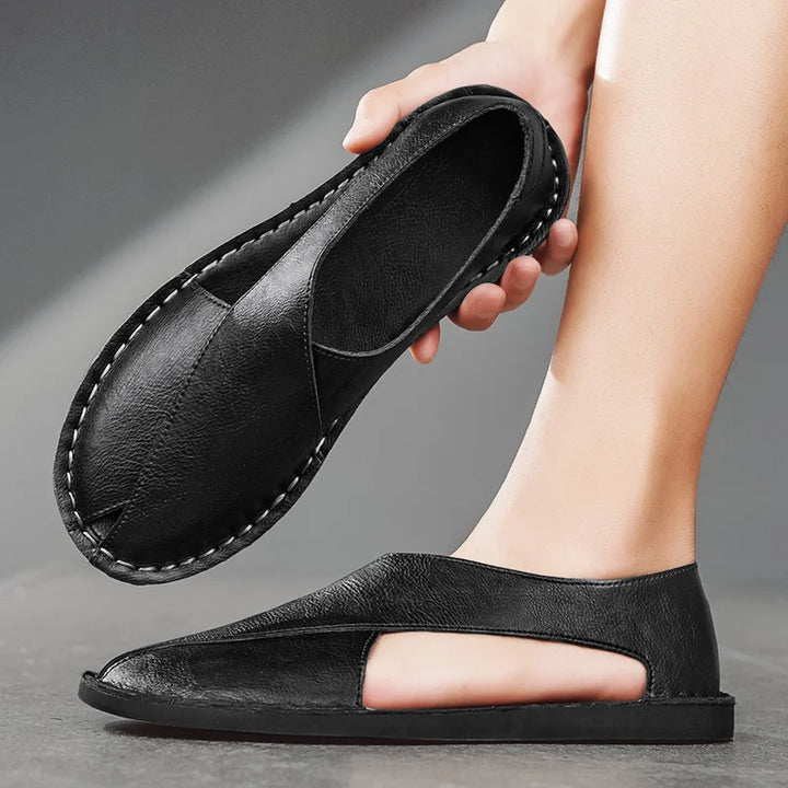Artisan Crossover Leather Slide Sandal