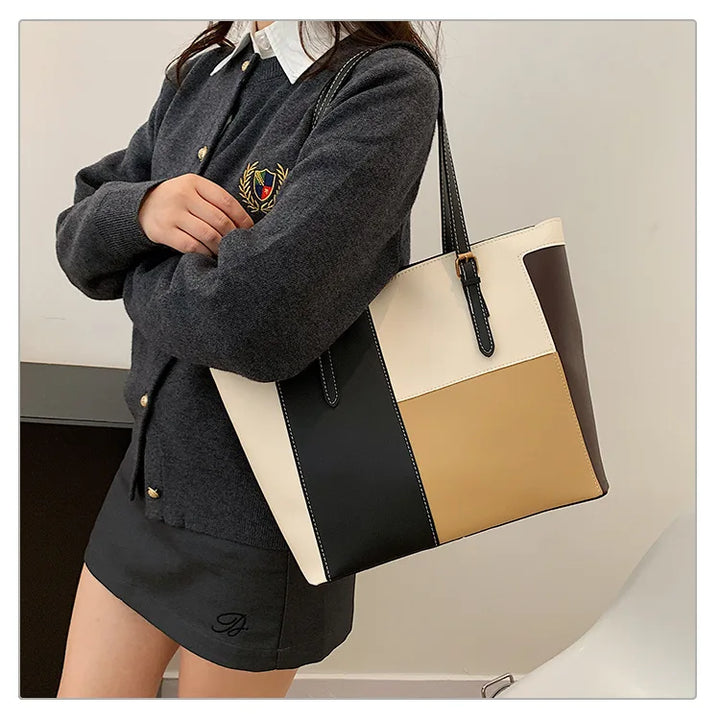 Colorblock Patchwork Tote