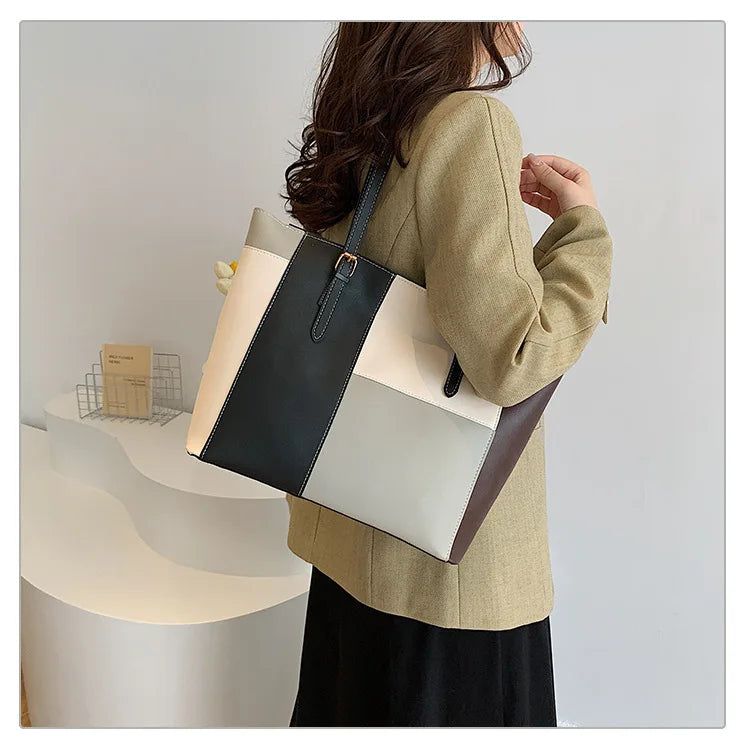 Colorblock Patchwork Tote