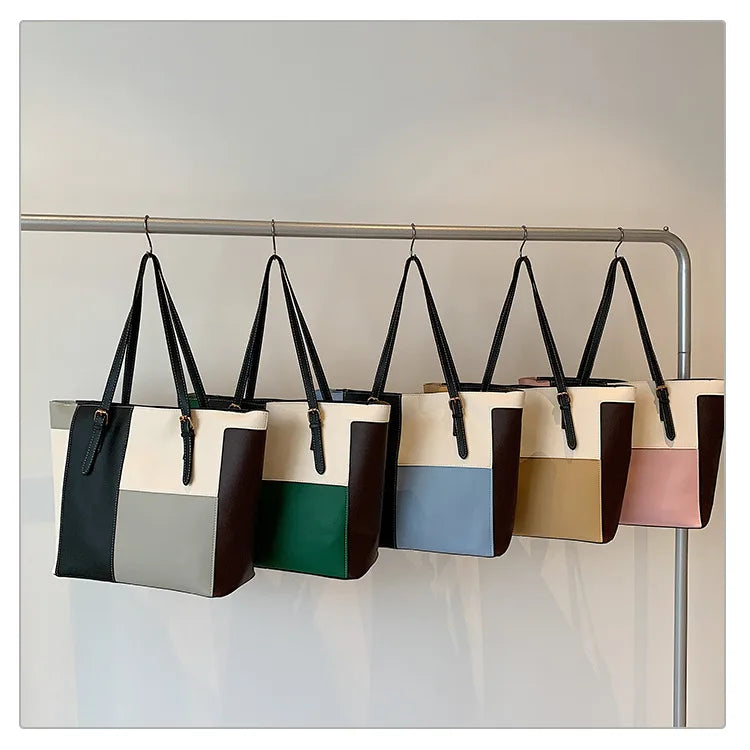 Colorblock Patchwork Tote