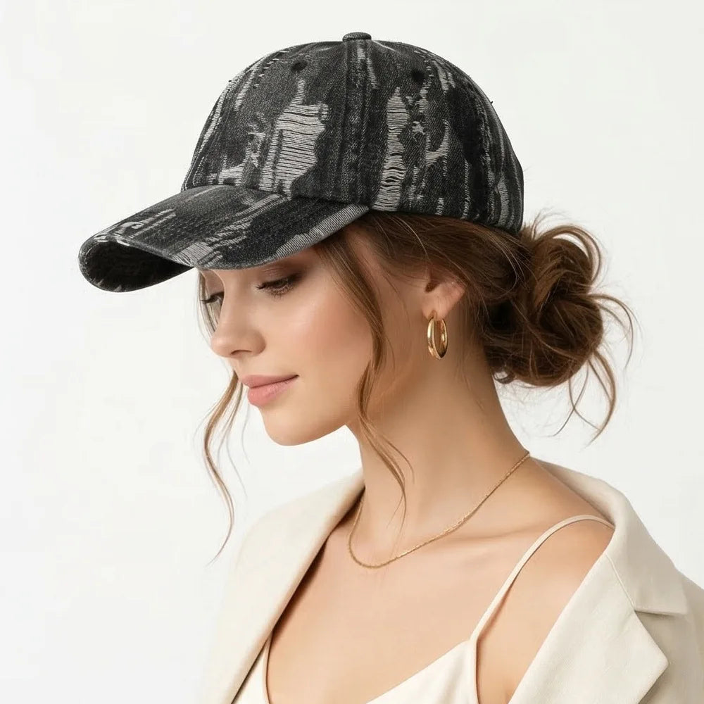 Shredded Denim Cap