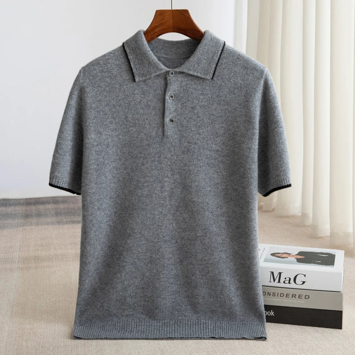 Merino Wool Short Sleeve Knit Polo