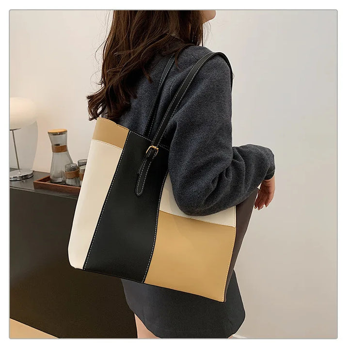Colorblock Patchwork Tote