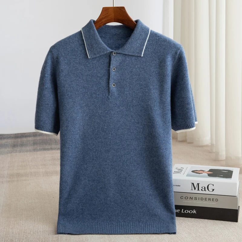 Merino Wool Short Sleeve Knit Polo