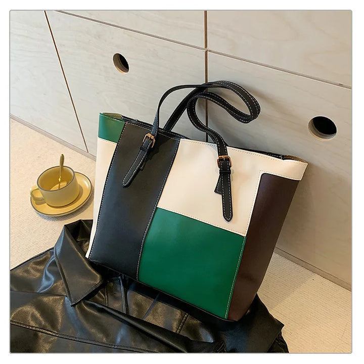 Colorblock Patchwork Tote