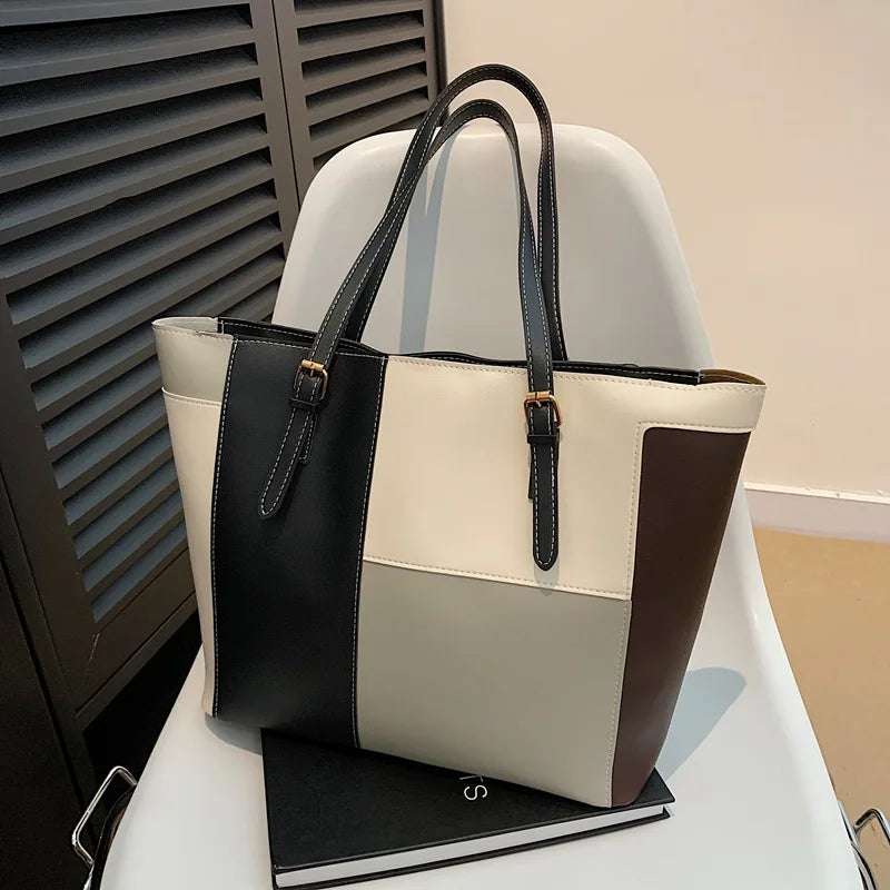 Colorblock Patchwork Tote