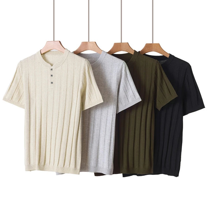 Lightweight Knit Short Sleeve Henley