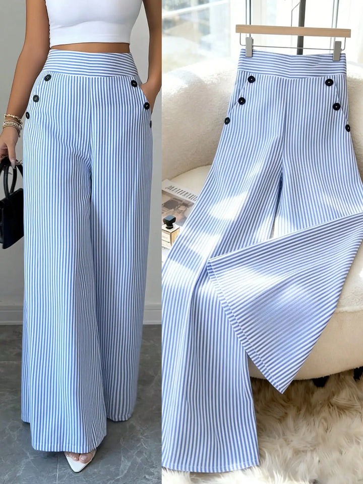 Harbor Stripe Wide-Leg Trouser