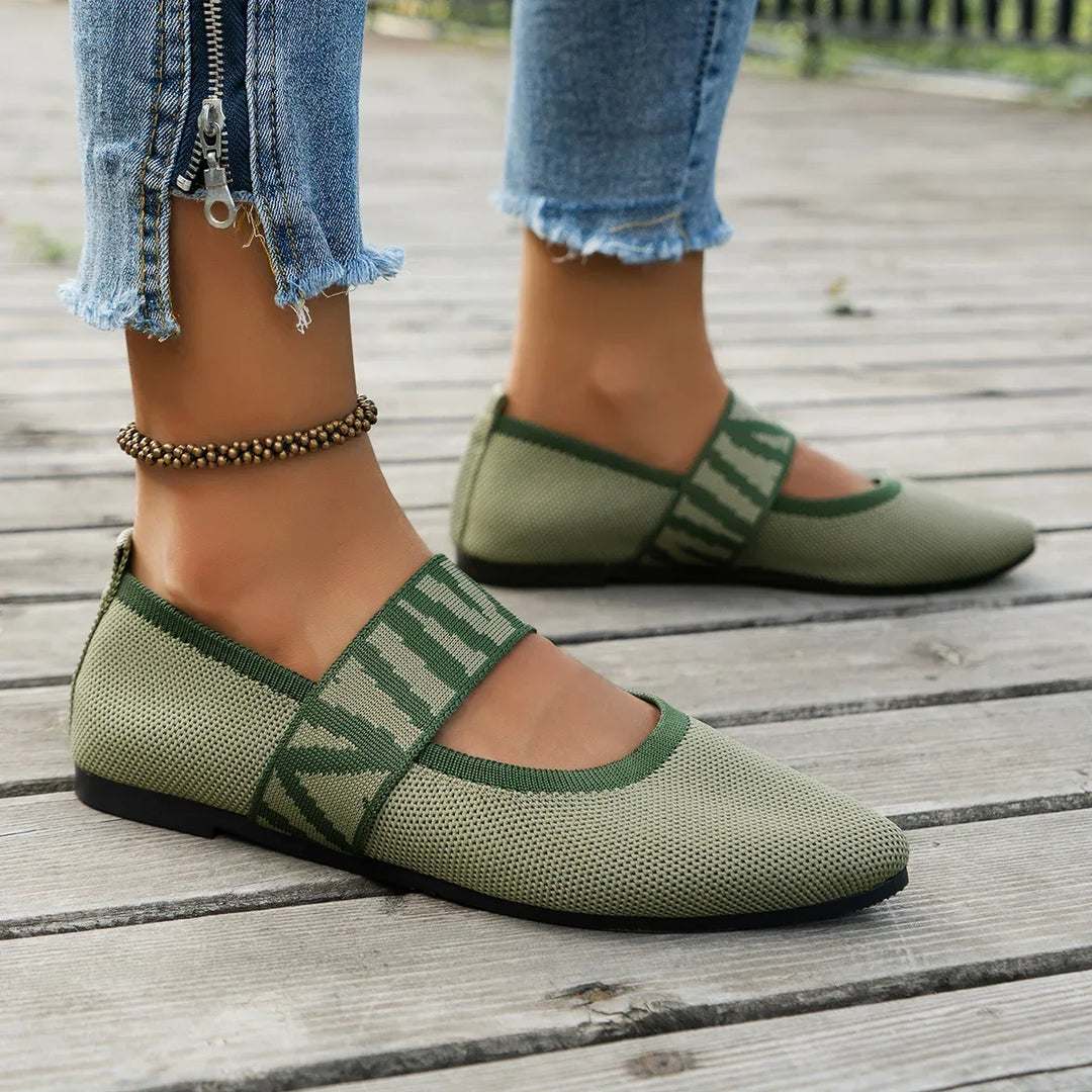 Striped Mary Jane Flat