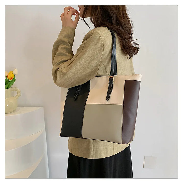 Colorblock Patchwork Tote