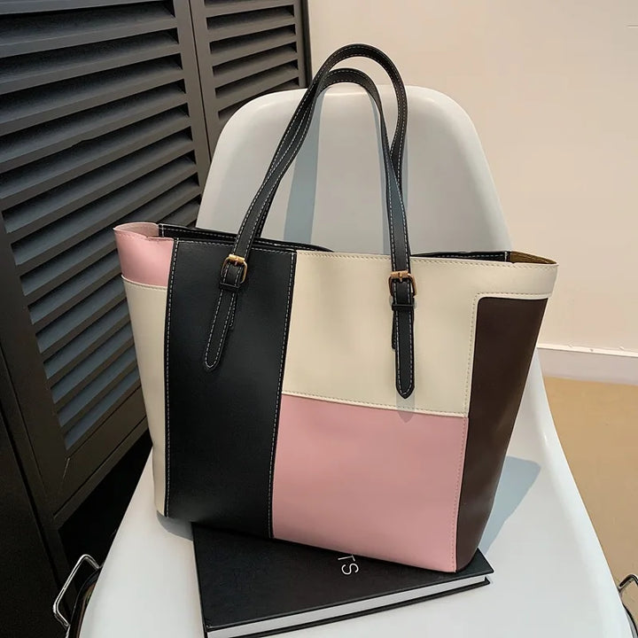 Colorblock Patchwork Tote