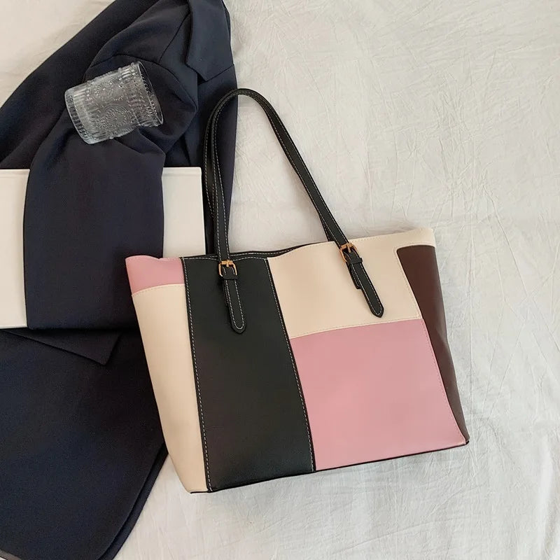 Colorblock Patchwork Tote