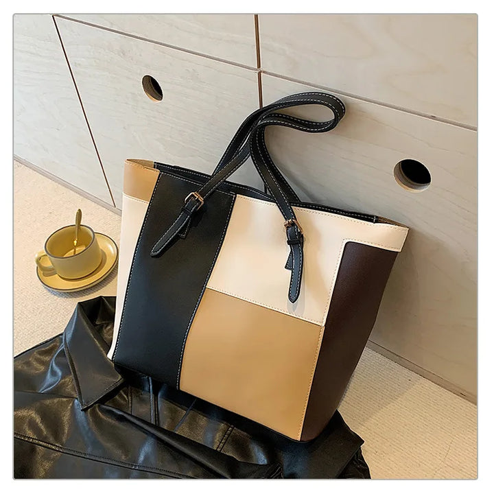 Colorblock Patchwork Tote