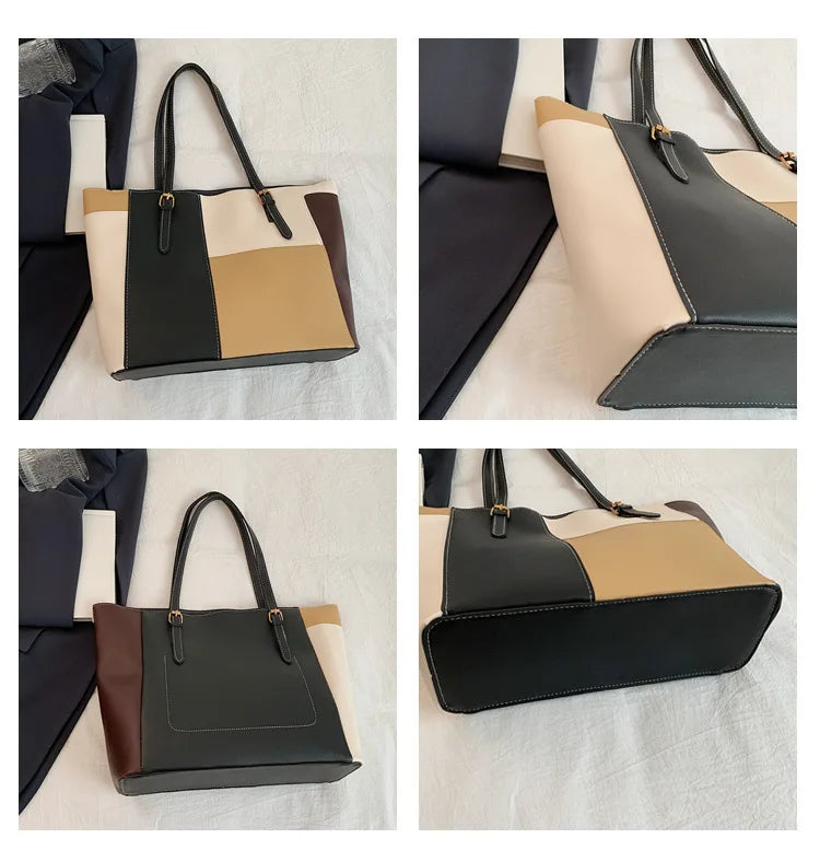 Colorblock Patchwork Tote