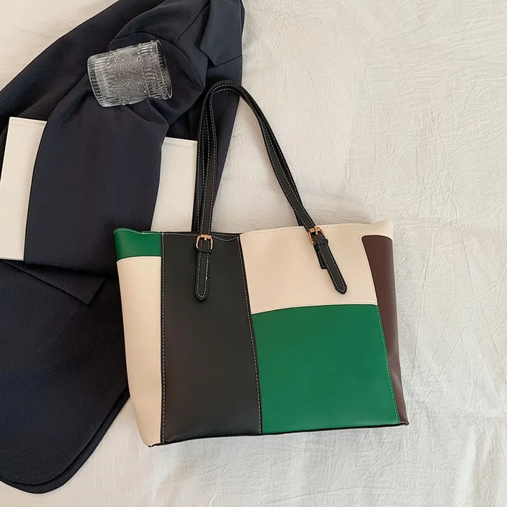 Colorblock Patchwork Tote