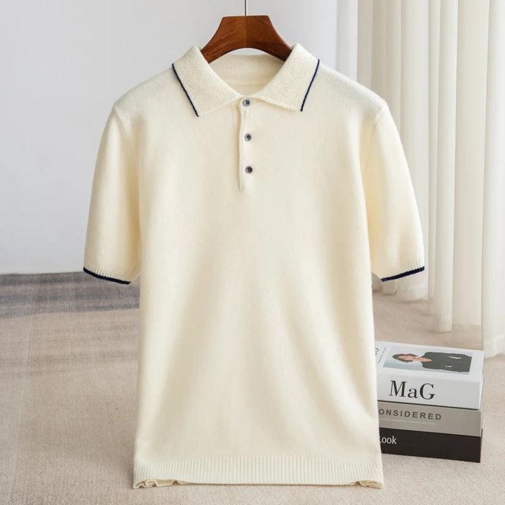 Merino Wool Short Sleeve Knit Polo