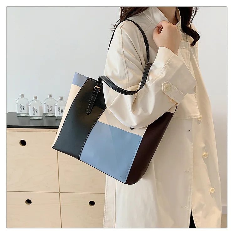 Colorblock Patchwork Tote