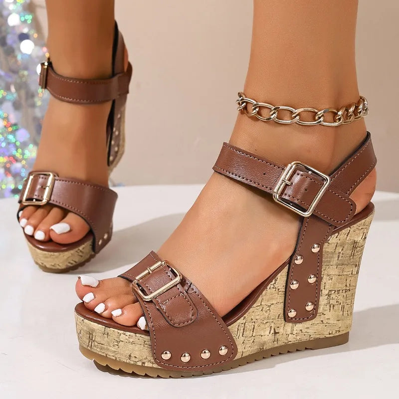 Wedge Studded Platform Sandals