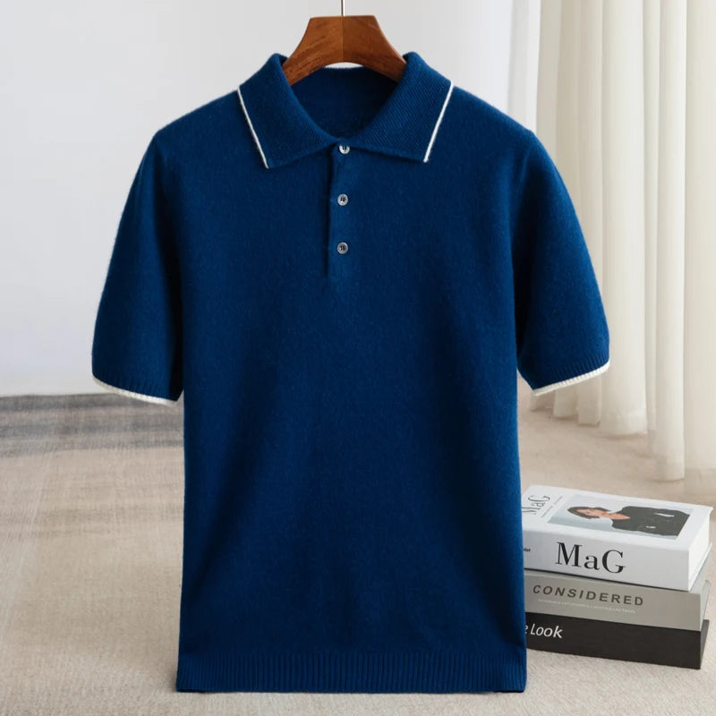 Merino Wool Short Sleeve Knit Polo