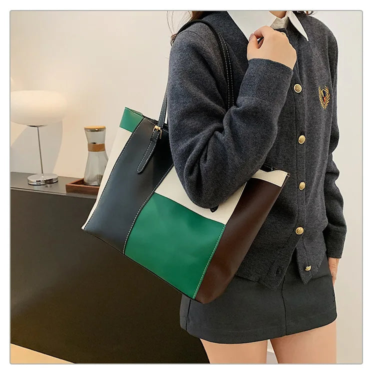 Colorblock Patchwork Tote