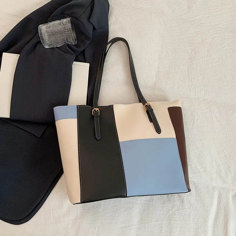 Colorblock Patchwork Tote