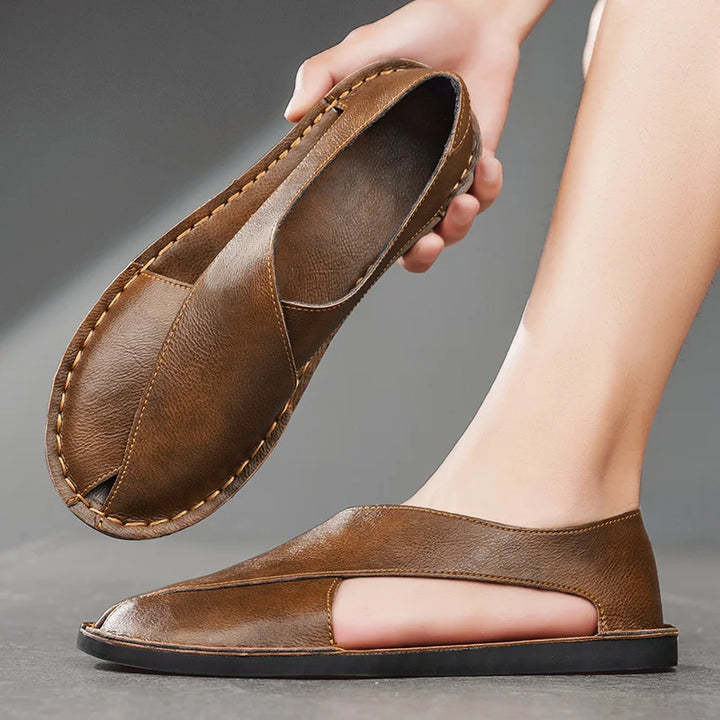 Artisan Crossover Leather Slide Sandal