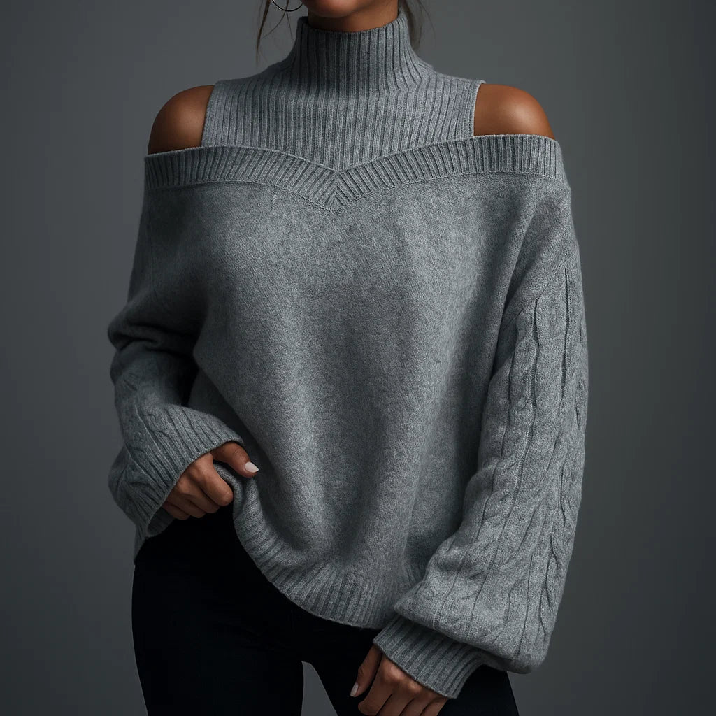 Riviera Cold-Shoulder Turtleneck Sweater